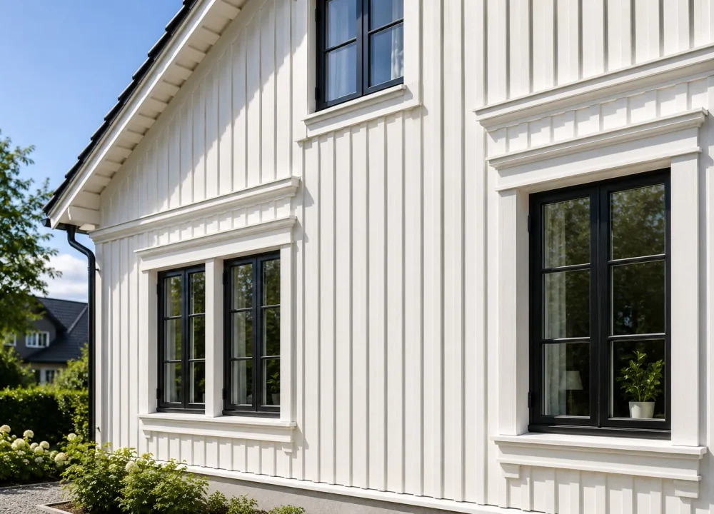 Nymålad ljus husfasad